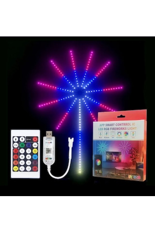 Gökkuşağı Işıkları Kumandalı Şerit Led Rgb Ritimli Akıllı Işıklar Çok Renkli