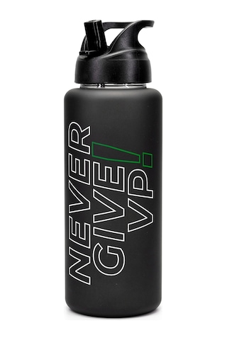 Büyük Su Matarası Tritan Pipetli Su Şişesi Never Give Spor Matarası Suluğu Bpasız 1000 Ml Siyah 0112