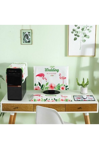 Sones 3'ü 1 Arada Basit Masaüstü Bilgisayar Pc Toz Kılıfı, Boyut: 23-24 İnç Flamingo Diğer