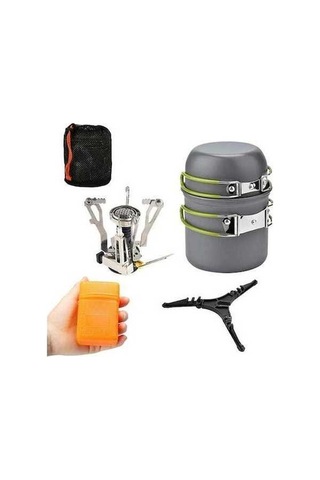 Ulzyvf Yürüyüş W Tencere Tava Sobası Sırt Çantası Braketi Açık 3000 İr Kampçılar İçin Seyahat Pişirme Seti Gümüş Gümüş