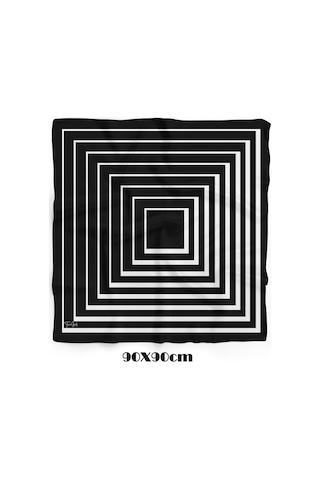 Focus Desen 90x90cm Eşarp/fular Siyah