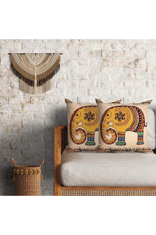 Fil Desenli Dekoratif 2'Li Minder Kılıfı Seti 60 X 60 Cm Fil Desenli Dekoratif 2'Li Minder Kılıfı Seti 60 X 60 Cm