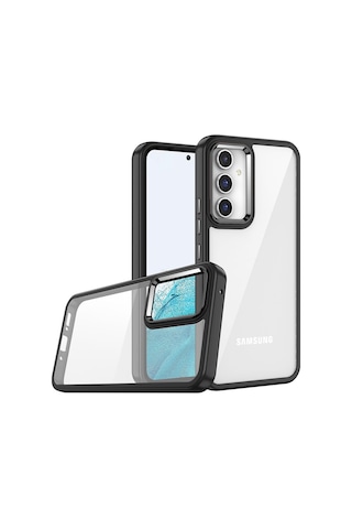 Samsung Uyumlu Galaxy A04s Kılıf Renkli Kenarlı Ve Buton Tasarımlı Arkası Şeffaf Silikon Kapak
