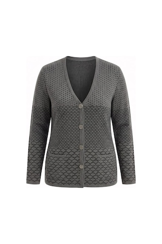 Onno Style Women Desenli Çelik Örgü Klasik Triko Ceket Gri