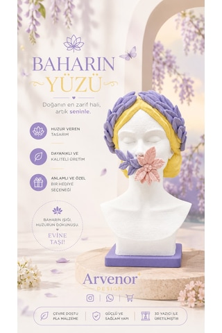 Baharın Yüzü 20cm Dekoratif Büst 3d Baskı