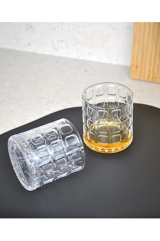 2'li Cam Şeffaf Viski Bardağı Kokteyl Bardak-400 Ml Pencere Detay