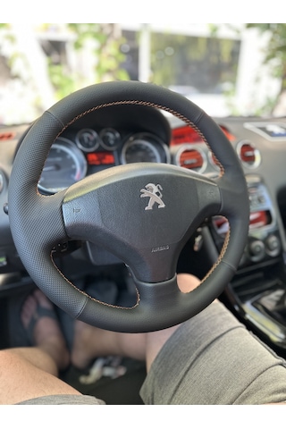 Peugeot 308 2011 Araca Özel Direksiyon Kılıfı Nokta Düz Turuncu