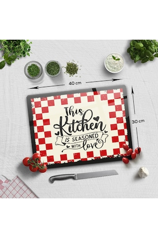 Decorita Cam Kesme Tahtası | Kitchen Love | 30cm x 40cm