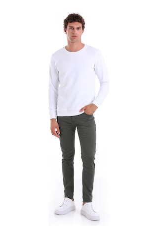 Hatemoğlu Beyaz Regular Fit Düz Pamuklu Bisiklet Yaka Sweatshirt Beyaz