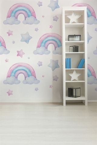 Sevimli Gökkuşağı Temalı 50 Parça Çocuk Ve Bebek Odası Dekoratif Duvar Sticker Seti