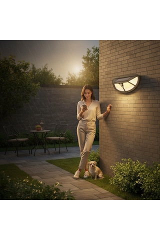 Solar Bahçe Lambası, 102 Led, Hareket Sensörlü, Ip65 Su Geçirmez, Duvar Tipi, Güneş Enerjili Dış Mekan Aydınla