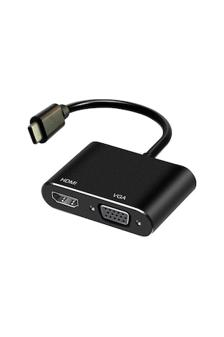 Type C To Hdmı+vga Çevirici Dönüştürücü Adaptör Usb C Çevirici