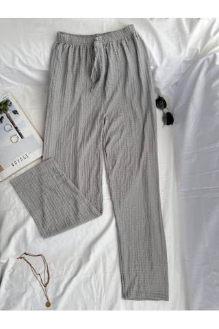 Intive Cool Comfort Waffle Kumaş Pamuklu Nefes Alabilir Basic Yazlık Jogger Pantolon Cepsiz Gri