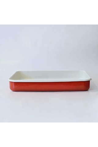 Emaye Dikdörtgen Fırın Tepsisi Yengeç Desenli Çok Renkli