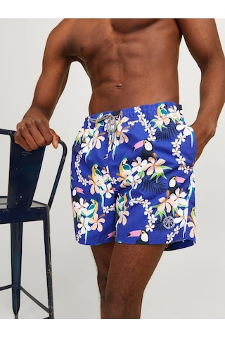 Jack & Jones Jpstfıjı Jjswım Aop Ss24 Ly Sn Erkek Bluing Deniz Şortu - 12253230