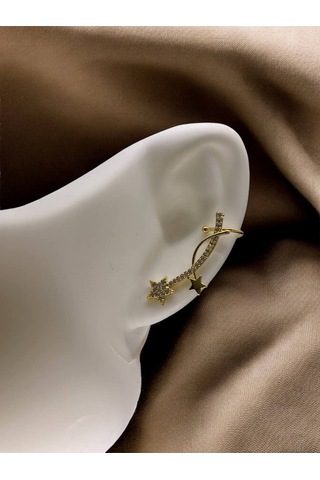 Yıldız Desenli Gold Earcuff Küpe Altın