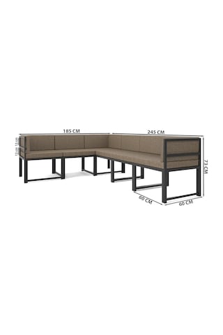 Wood House Parla 6'lı Köşe Koltuk Takımı Kahve Mutfak,bahçe,balkon,oturma Odası