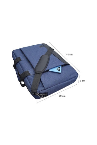 Gbmotion 3 Bölmeli Evrak Laptop El Omuz Çantası 17,3 İnç Lacivert