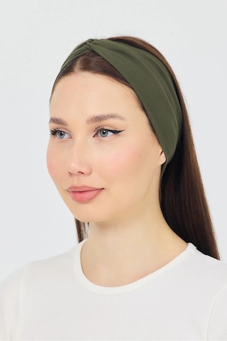 Butik Çapraz Bağlamalı Kadın Bandana Saç Bandı, Kaymaz Yumuşak Esnek%100 Pamuklu Penye - Tek Ebat / Haki Haki
