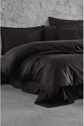 Clasy Çizgili Saten Çift Kişilik Nevresim Takımı Capital Antrasit