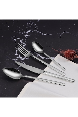 Serenk Barselona Çelik Çatal Kaşık Bıçak Takımı 24 Parça Gümüş