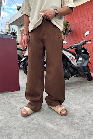 Flaw Pileli Gabardin Pantolon Kahverengi Kahverengi