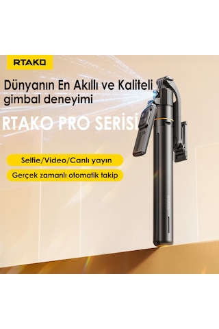 360 Motorlu Aı Yüz Takipli Selfie Stick Tripod Bluetooth Kumandalı Şarjlı Telefon Tutucu