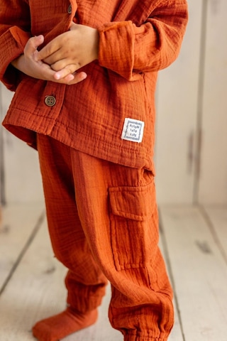 Oliventhekid Müslin Kumaş Kiremit Renk Kargo Pantolon Kiremit Kiremit