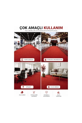 Beylini Kırmızı Halıfleks Zemin Yer Kaplama 3 Mm Kalınlığında Rip Halı Duvardan Duvara Halıflex Organizasyon Davet