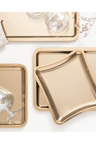 English Home Shiny Metal Sunum Tepsisi Gold Diğer