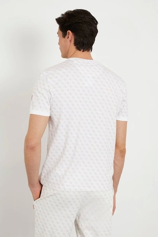 Guess Erkek Beyaz Tamamı Logolu T-shirt Xxl Beyaz