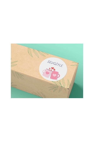 Sevgiyle Etiketi Kalpli Kupa Mat Sticker Evlilik Yıldönümü Aşk Love 4 Cm 40 Adet Çok Renkli