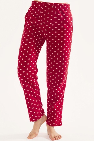 Lüx Polar Cepli Kışlık Kadın Pijama Altı Ra2 Kırmızı