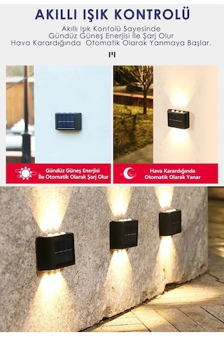 Trendooze Solar Set Li Lambası Işığı Güneş Gün Enerji Duvar Aplik 6ledli 2 Vh