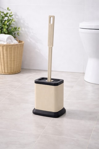Tuvalet Fırçası Standlı, Modern Banyo Wc Temizleme Fırçası Kare Bej S-220 Bej