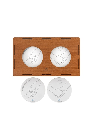 Anneler Gününe Özel Ahşap Kutulu 2'li Bardak Altlığı