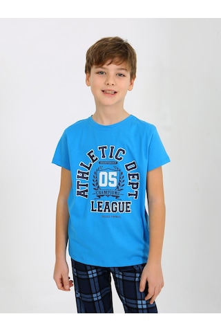 Vitmo Erkek Çocuk Kısa Kollu %100 Pamuklu Pijama Takımı League Turkuaz