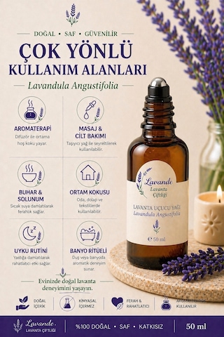 Lavande Lavanta Çiftliği Lavanta Yağı L.angustifolia RollOn 50 ML