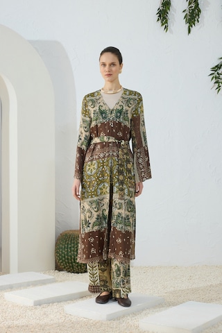 Aker Haki Desenli Britli Kimono Haki Haki