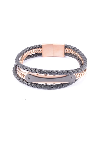 Gold Çelik Aksesuarlı Üçlü Deri Bileklik N11.2812 Çelik