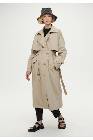 Manuka Düğmeli Kruvaze Trençkot Bej