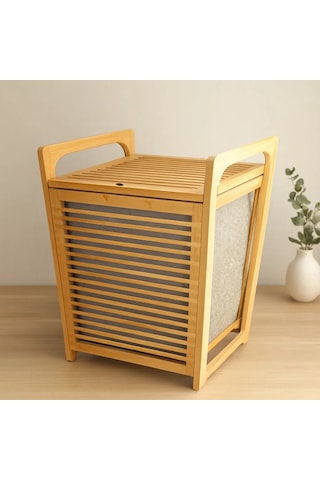Jenerik Bambu Kirli Çamaşır Sepeti 40x35x60 Cm Çok Renkli