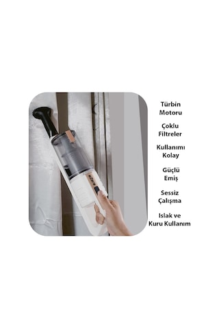 Ezere 15000pa Led Işıklı Kuru Islak Kullanım Kablosuz Güçlü El Araç-ev Süpürgesi Beyaz