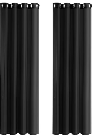 Youtek Siyah Su Geçirmez Uv Koruyucu Perde, İki Adet, 132x241 Cm, Poliester, İç/ön Cephe Uygun Siyah