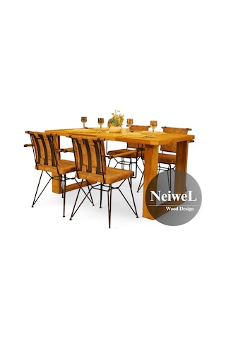 Neiwel Garden Avex Doğal Ahşap Bahçe Yemek Masası-70-100 Açık Ceviz