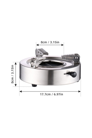 Ximistore9 Dışarıda Taşınabilir Paslanmaz Çelik Alkol Ocağı: Ayarlanabilir Alev, Ev/hotel/barbekü Kullanıma Uygun, Anti Kayma Tabanlı Gümüş