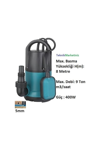 400W 8Mss-10M3 Saat Plastik Gövde Temiz Su Drenaj Dalgıç Pompası