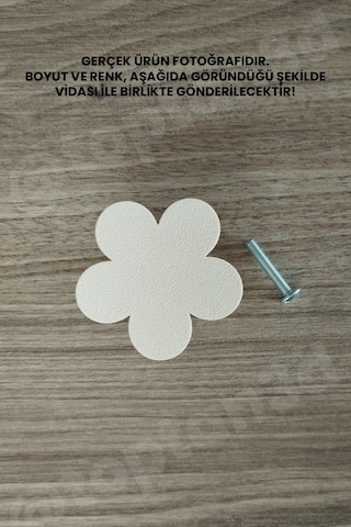3 Adet - Açık Bej Çiçek Dolap Kulpu, Modern Mobilya Kulpu, Çiçek Kulp Kulp Vidası Dahildir - 5 Cm Sarı