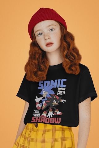 Sevbano Tasarım Sonic The Hedgehog Shadow Baskılı Unisex Çizgi Film Çocuk Siyah