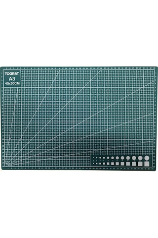 Tograt A3 Kesme Matı Patchwork - Çift Taraflı Kesim Altlığı - 42x30cm + 30cm Çelik Cetvel